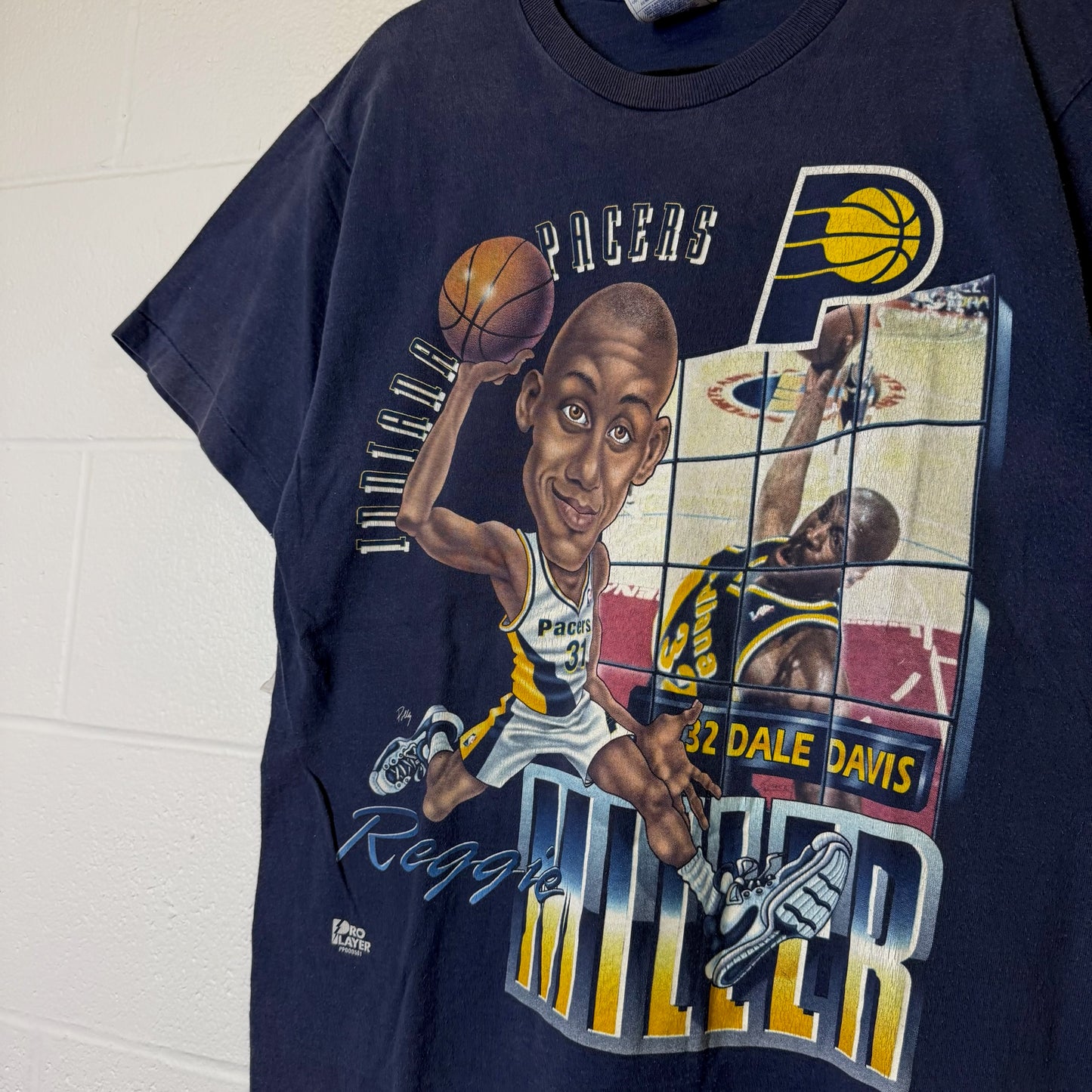 90s Reggie Miller Indiana Pacers T-shirt Sz L (B2586)
