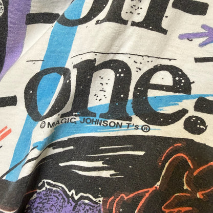 90's Charlotte Hornets AOP NBA Magic Johnson Tees T-Shirt Sz XL (B2186)