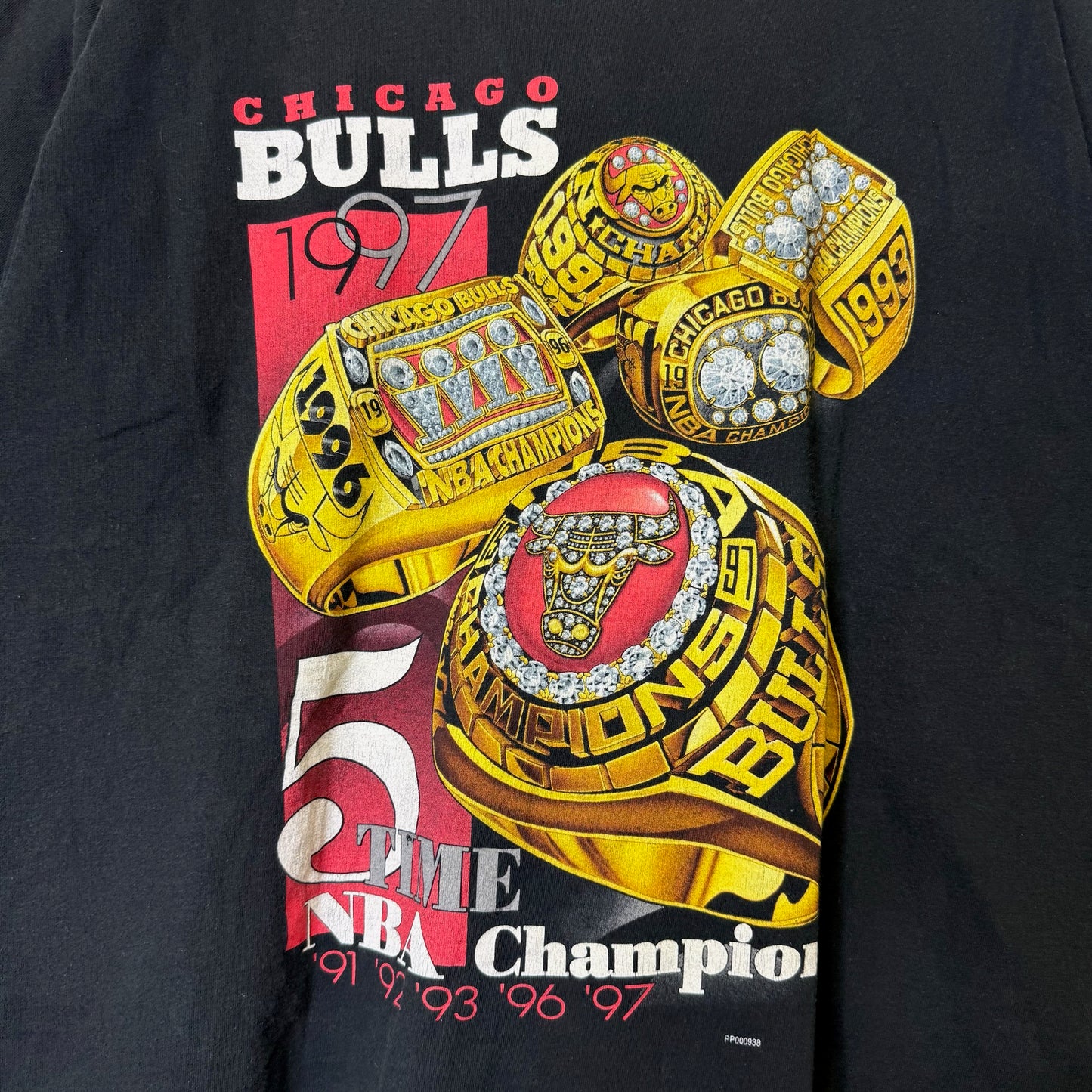 1997 Chicago Bulls Rings NBA T-Shirt Sz XL (B2184)