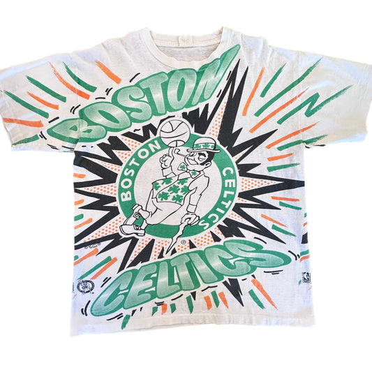 90’s Boston Celtics AOP T-Shirt Sz L (A2962)