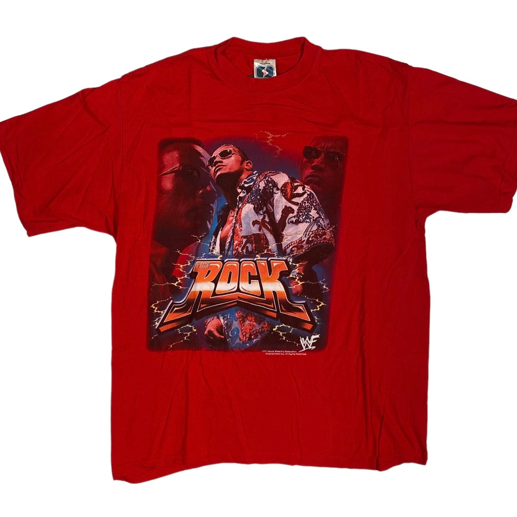 2001 The Rock WWF T-shirt Sz L (A1296)