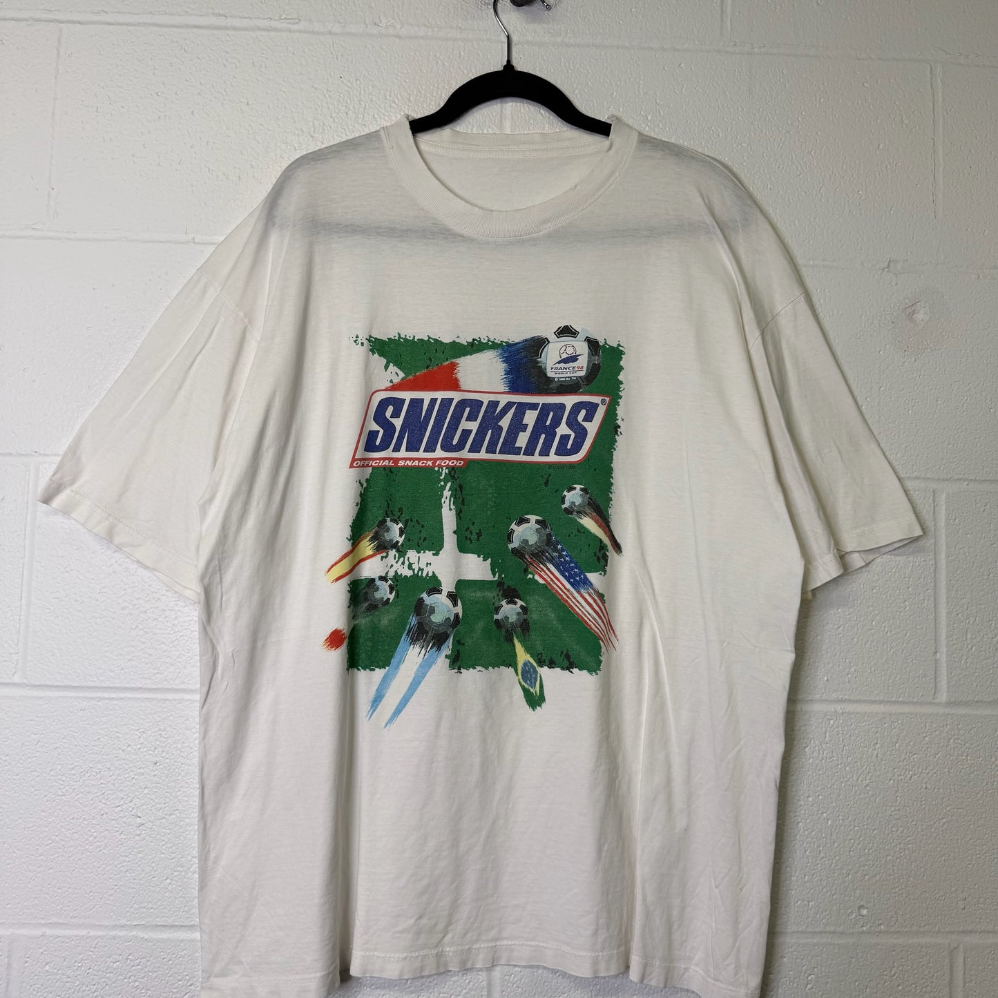 1998 FIFA World Cup Snickers Soccer T-Shirt Sz XL (B1631)