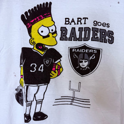 90's Los Angeles Raiders Bart Simpson NFL T-shirt Sz XL (B2318)