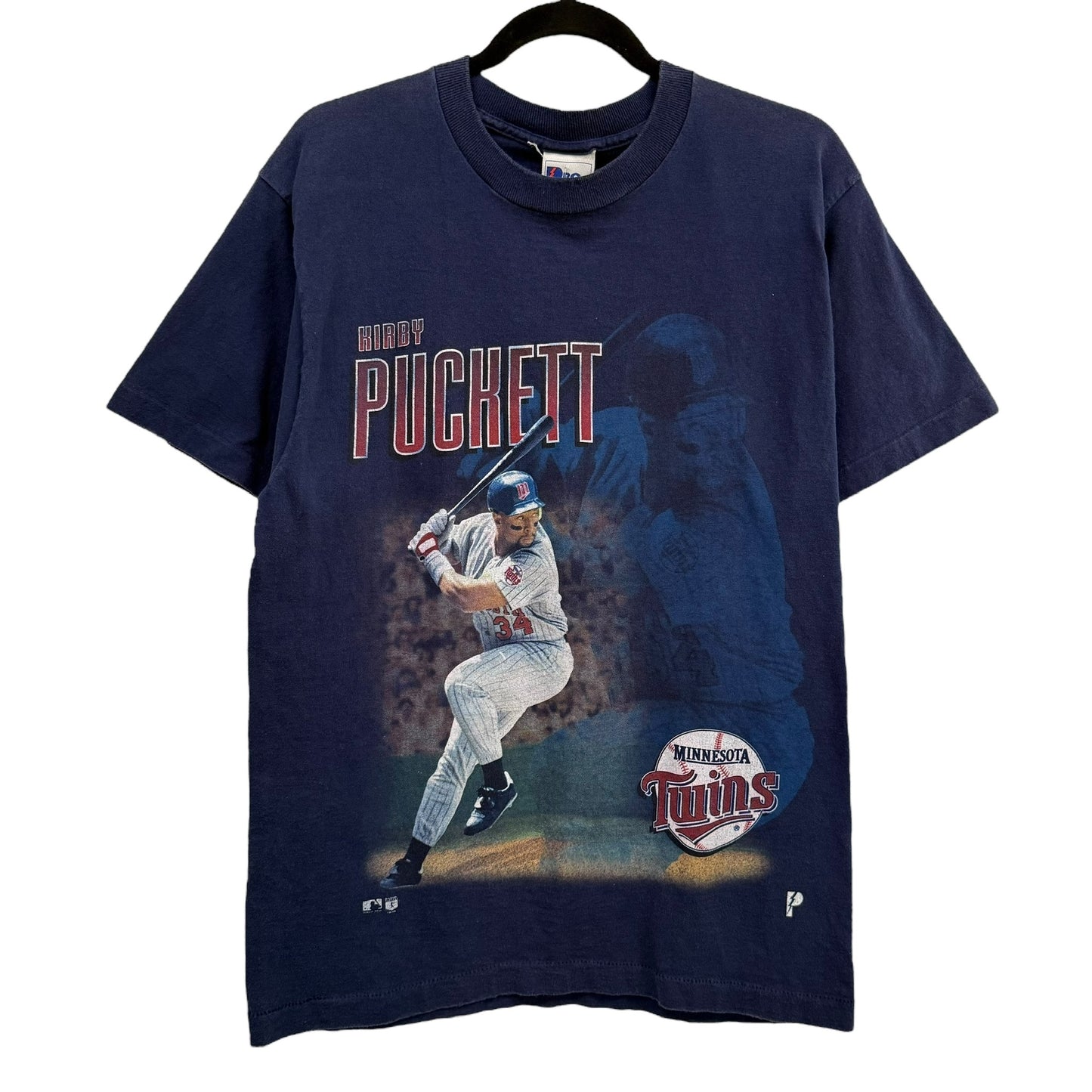 90s Kirky Puckett Minnesota Twins MLB Player T-shirt Sz L (B1229)