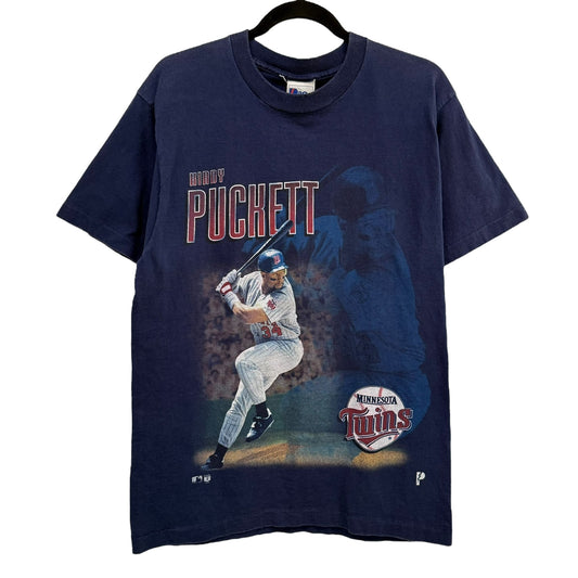 90s Kirky Puckett Minnesota Twins MLB Player T-shirt Sz L (B1229)
