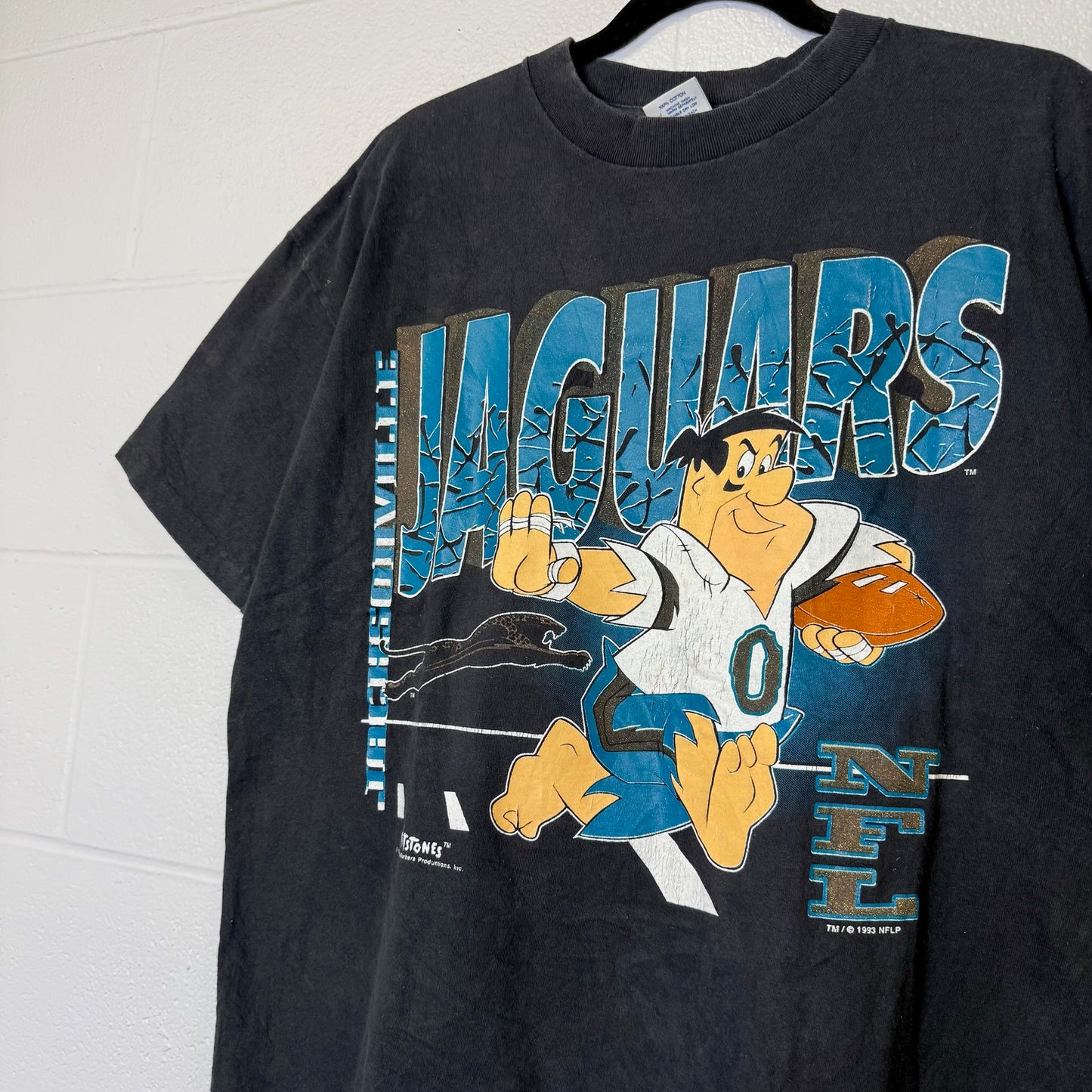 90s Jacksonville Jaguars NFL Flintstones T-Shirt Sz XL (B2939)