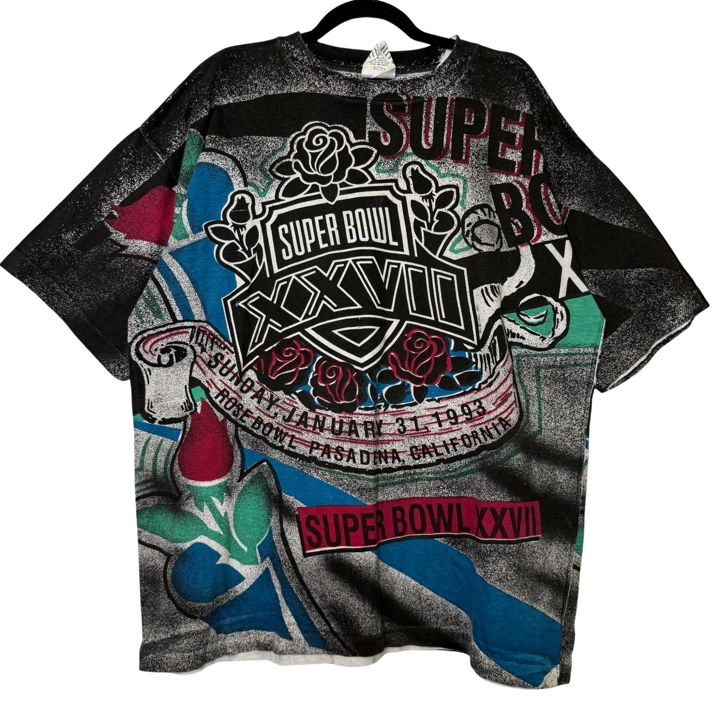 1993 Rose Bowl Super Bowl AOP NFL T-shirt Sz XL (B2313)