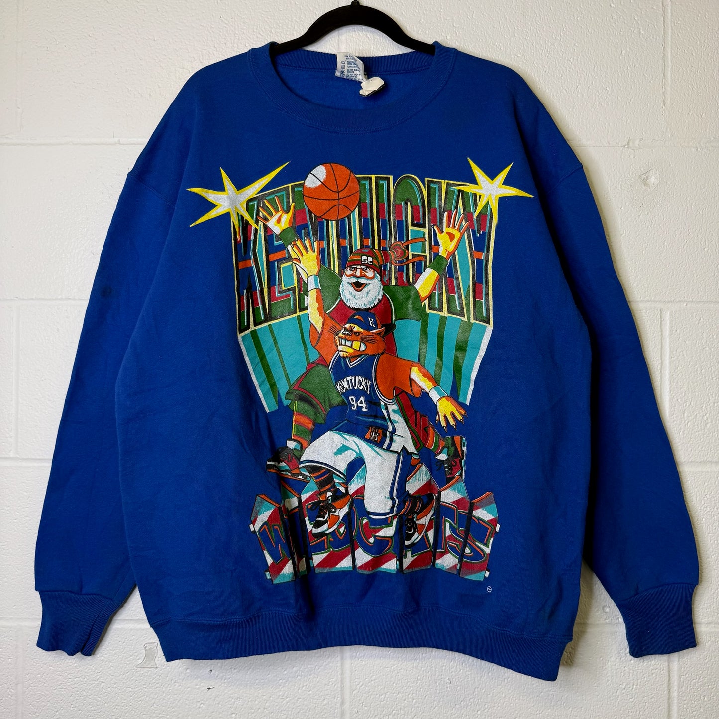 90s University of Kentucky Wildcats Santa NCAA Crewneck Sz XL (B2355)