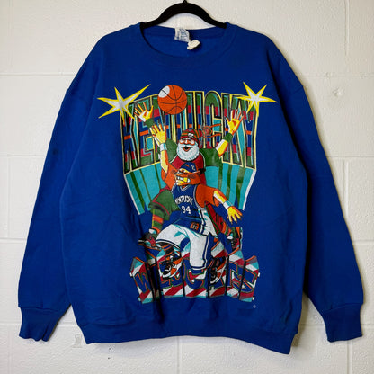 90s University of Kentucky Wildcats Santa NCAA Crewneck Sz XL (B2355)