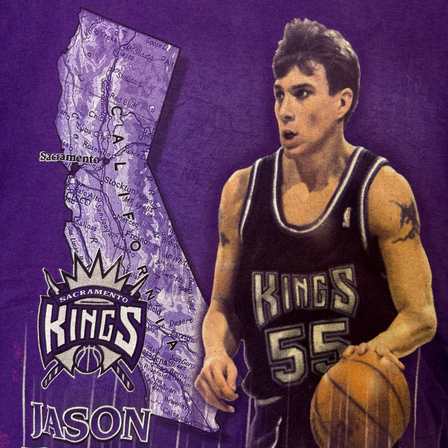 90s Jason Williams Sacramento Kings NBA  T-shirt size Large (B2485)