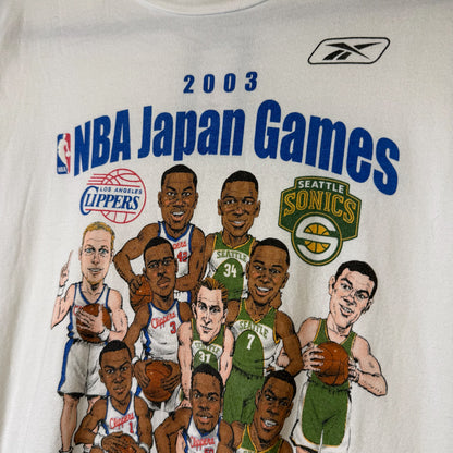 2003 NBA Japan Games Caricature T-Shirt Sz L (B2639)