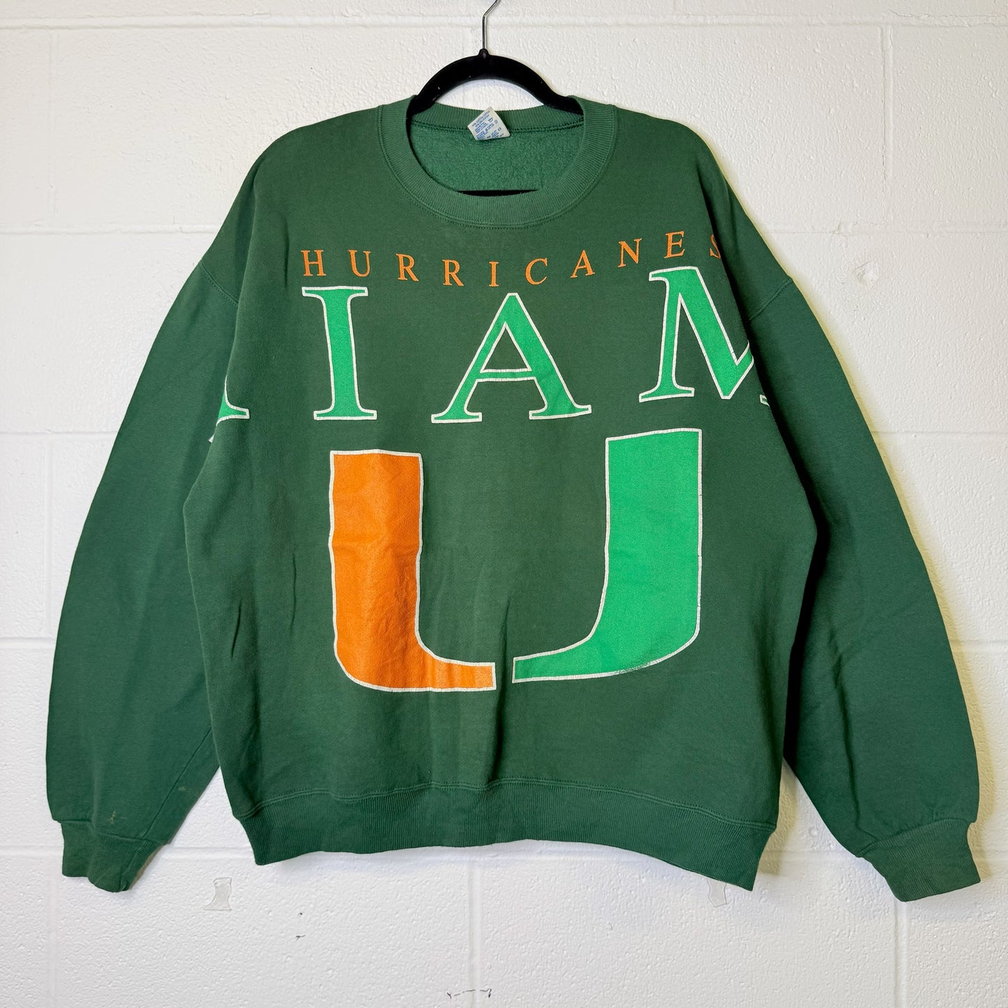 90s Miami Hurricanes NCAA Spellout Crewneck Sz XL (B2354)
