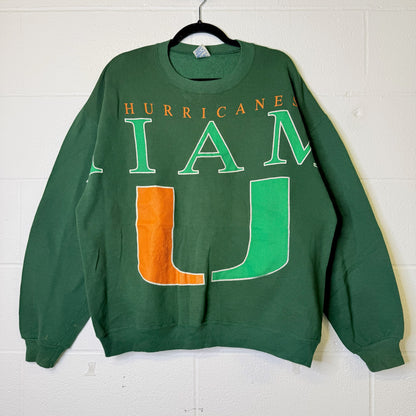 90s Miami Hurricanes NCAA Spellout Crewneck Sz XL (B2354)