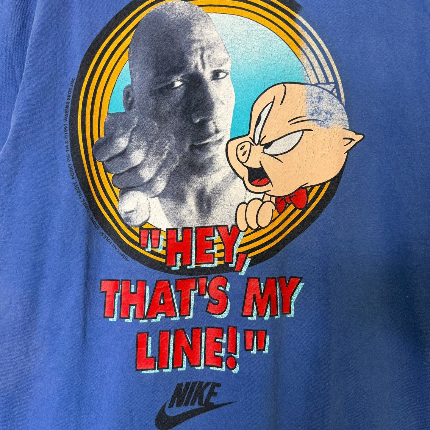 90s Michael Jordan Porky Pig NBA Nike T-Shirt Sz M