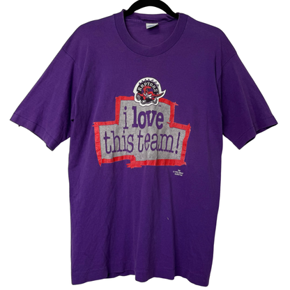 1995 Toronto Raptors "I Love This Team" Salem NBA T-Shirt Sz Y-L