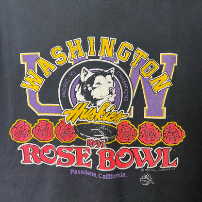 1990 Washington Huskies Rose Bowl NCAA T-shirt Sz L (B2446)