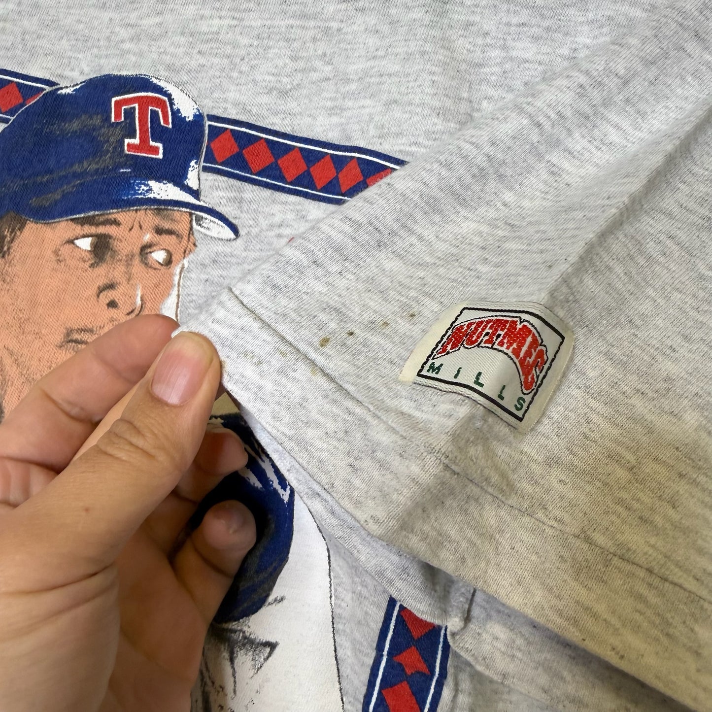 90s Nolan Ryan Texas Rangers Nutmeg MLB T-Shirt Sz L (B2885)