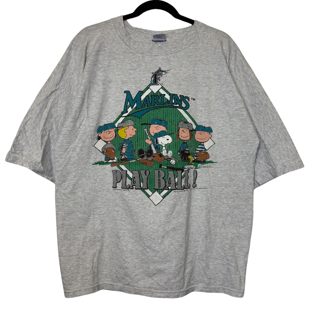 1993 Snoopy Peanuts Florida Marlins MLB T-Shirt Sz XL (B2874)