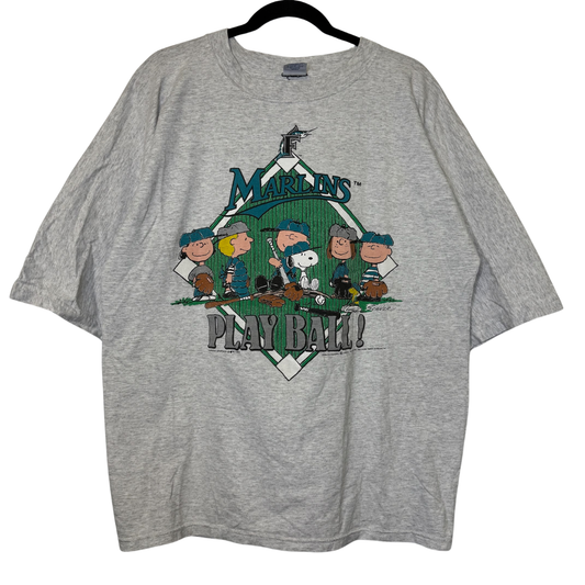 1993 Snoopy Peanuts Florida Marlins MLB T-Shirt Sz XL (B2874)