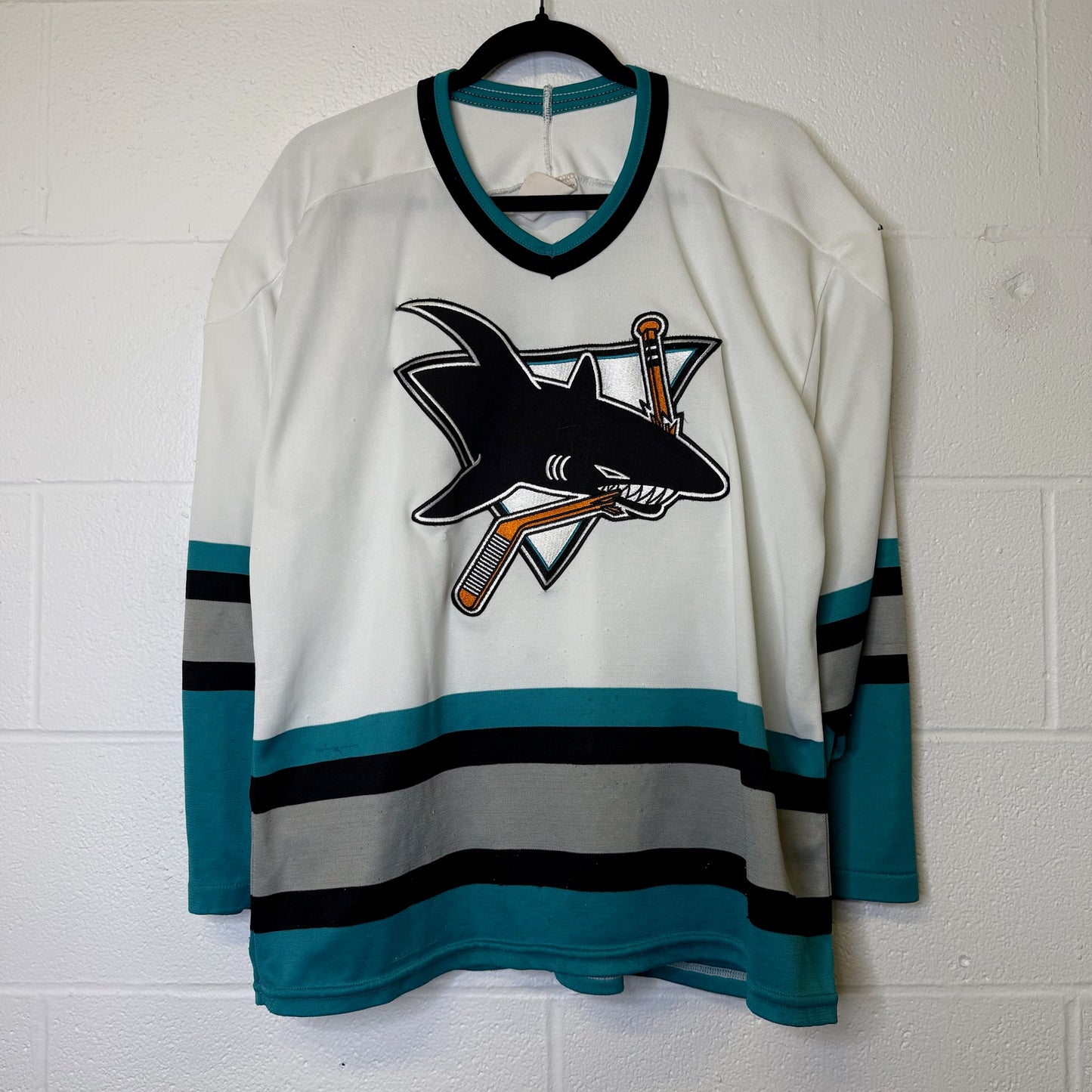 90s San Jose Sharks CCM NHL Hockey Jersey Sz L (B1805)