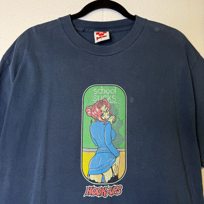 90's Hook-ups School Sucks Skate T-Shirt Sz L (B1701)