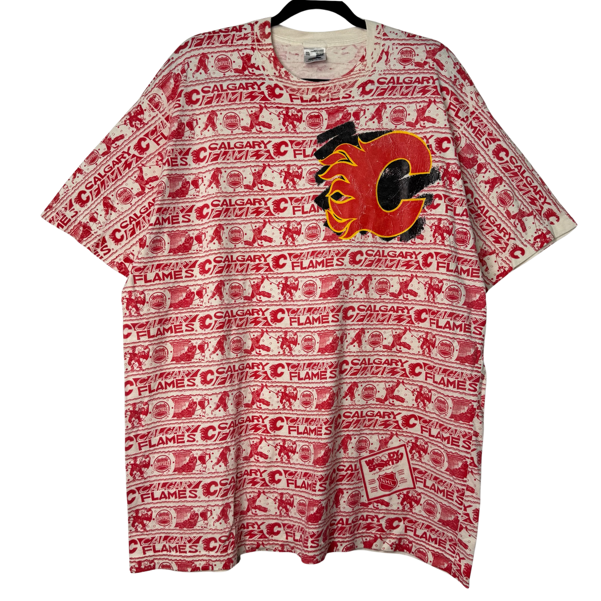 90s Calgary Flames NHL AOP T-Shirt Sz 2XL