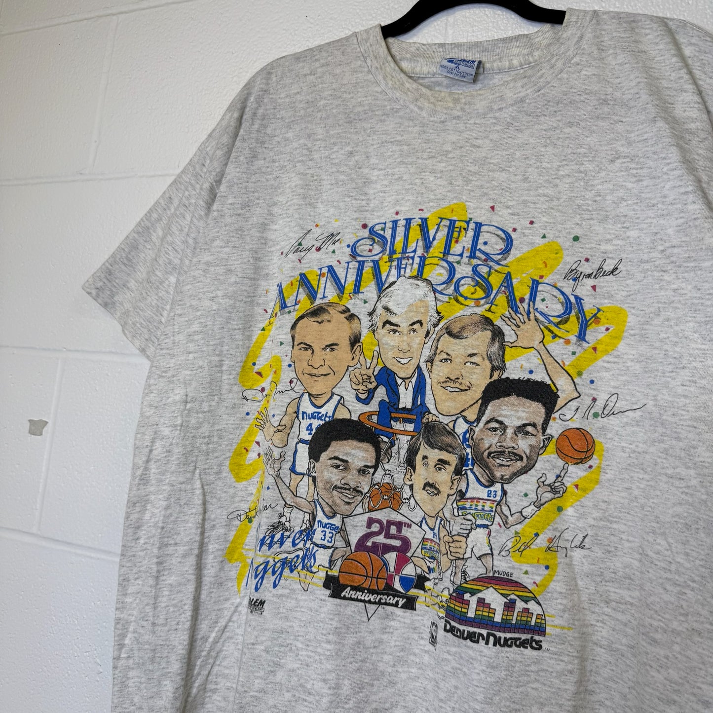90s Denver Nuggets NBA Silver Anniversary Salem Caricature T-Shirt Sz XL (B2813)
