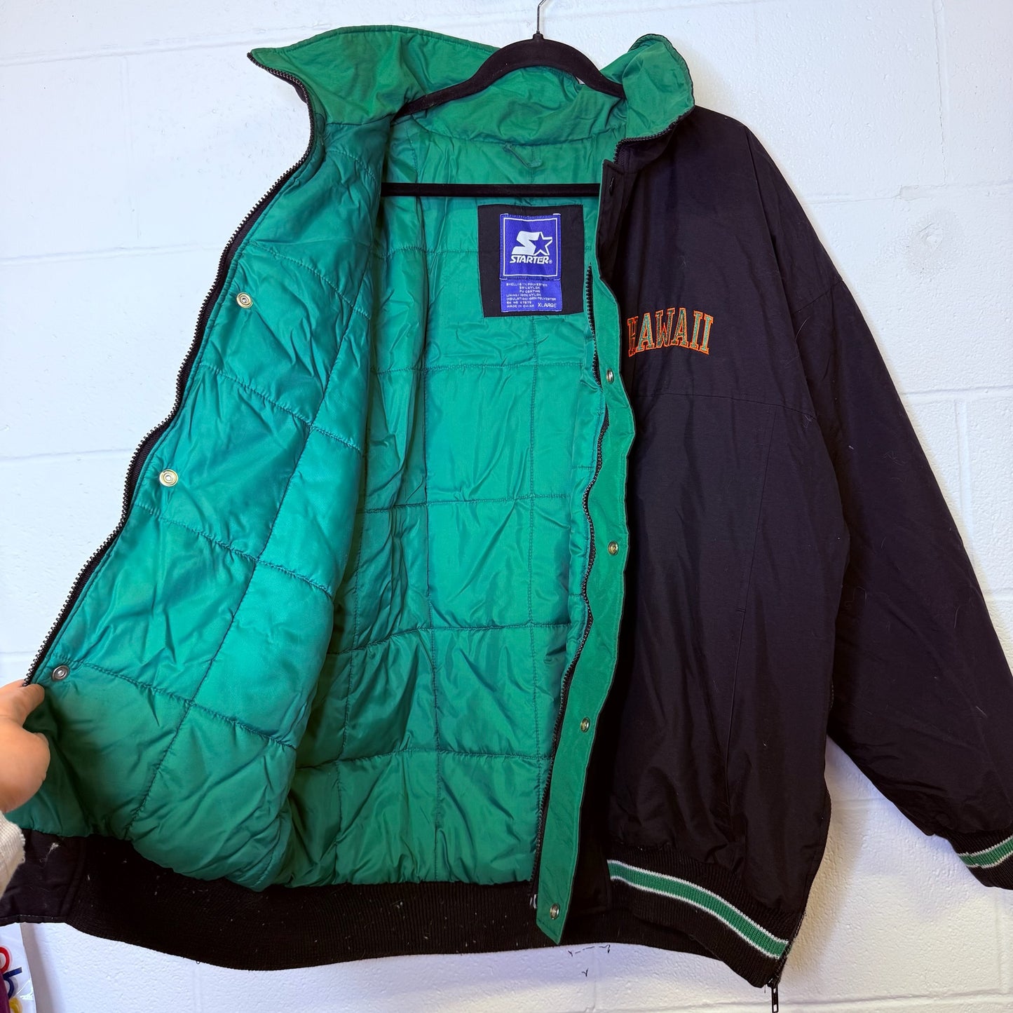90s University of Hawaii Rainbow Warriors NCAA Starter Jacket Sz XL