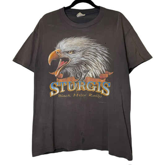 1997 Sturgis Biker Rally Eagle Faded T-Shirt Sz L (B1732)