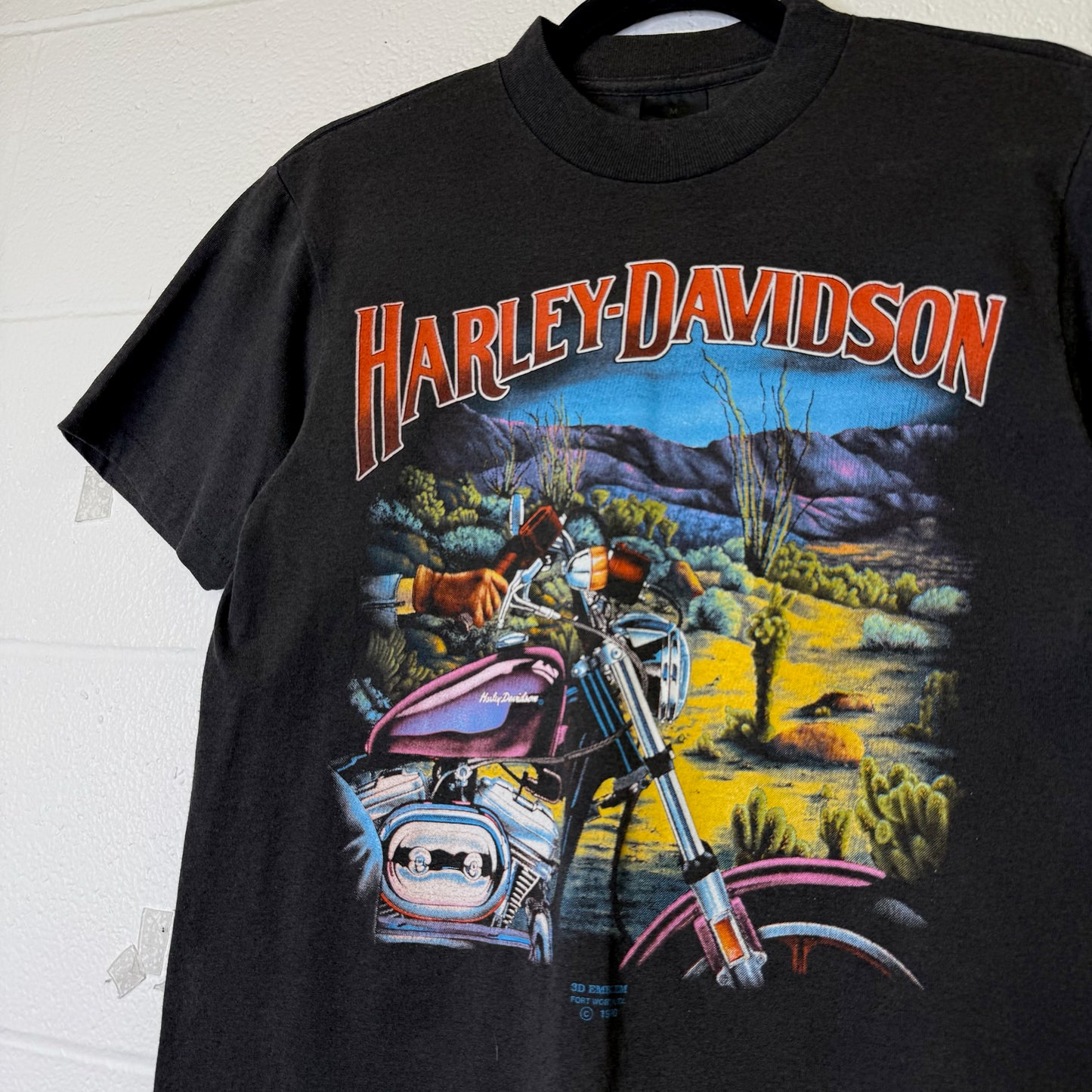 1990 Harley Davidson 3D Emblem T-Shirt Sz M (B608)