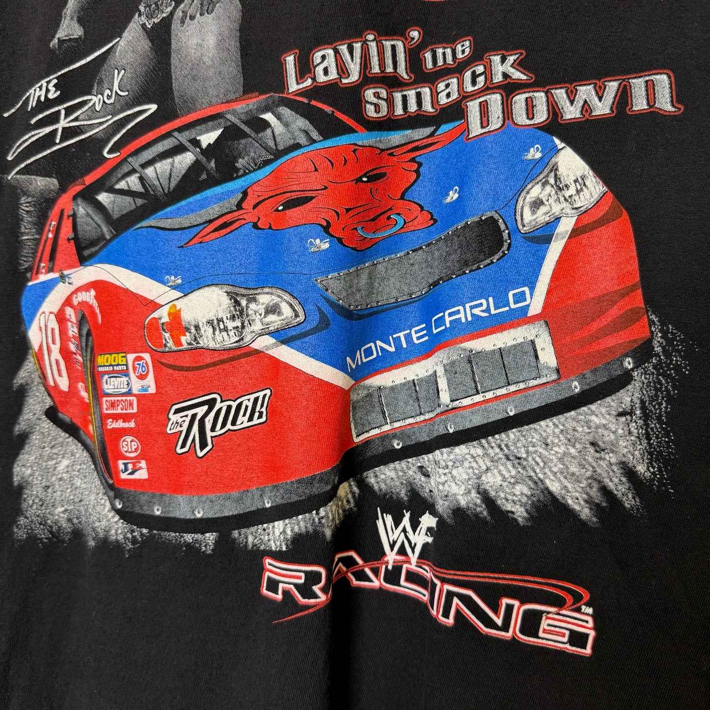 2000s The Rock NASCAR Racing WWF T-Shirt Sz L (B1167)