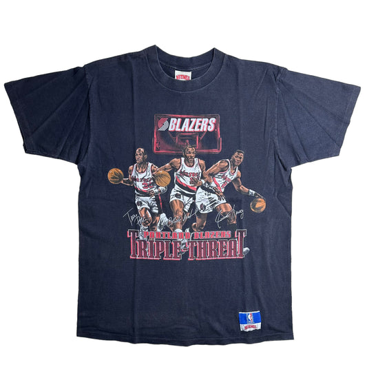 90’s Portland Trailblazers NBA Nutmeg Triple Threat T-Shirt Sz XL