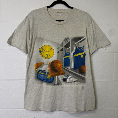 90's Golden State Warriors NBA Nutmeg T-Shirt Sz L (B667)