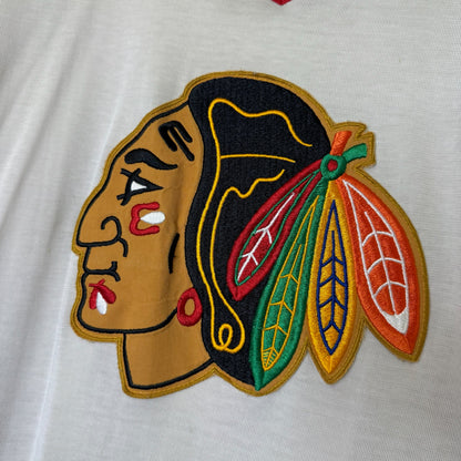 80s Chicago Blackhawks Sandow Knit Hockey NHL Jersey Sz M (B1799)
