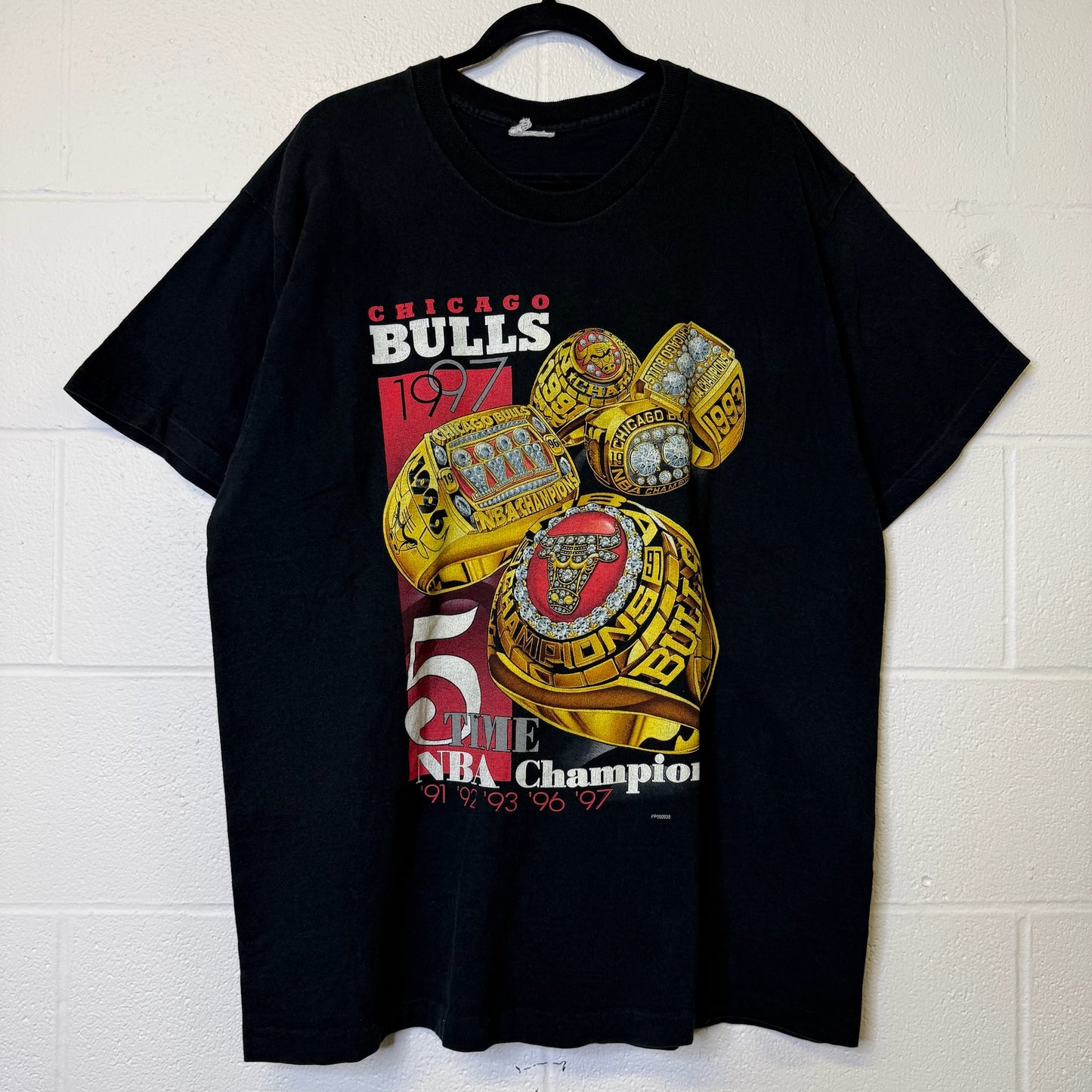 1997 Chicago Bulls Rings NBA T-Shirt Sz XL (B2184)