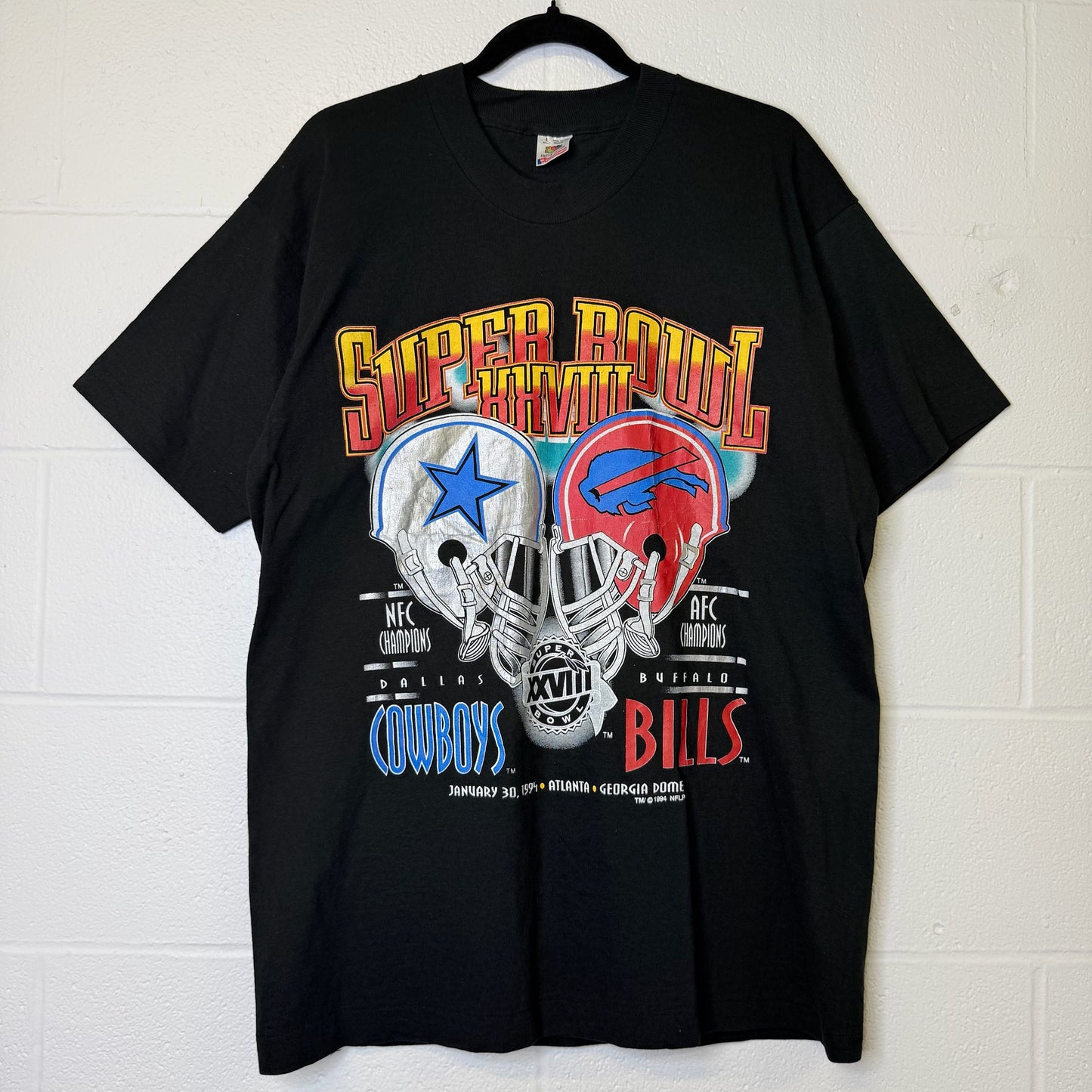1994 Dallas Cowboys vs Buffalo Bills T-shirt Sz L (B2117)