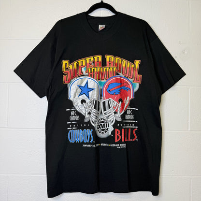 1994 Dallas Cowboys vs Buffalo Bills T-shirt Sz L (B2117)