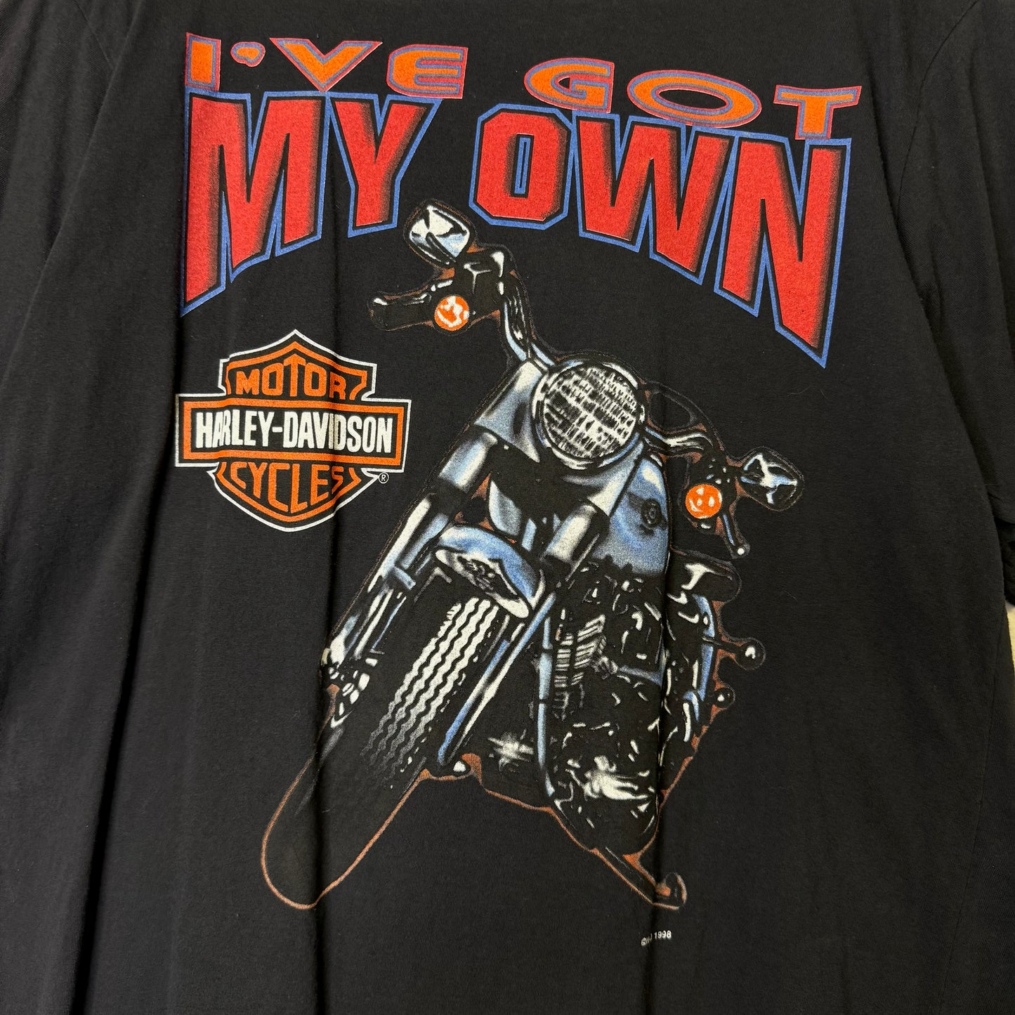 1998 "I don't need your attitude" Harley Davidson T-Shirt Sz L (B1156)