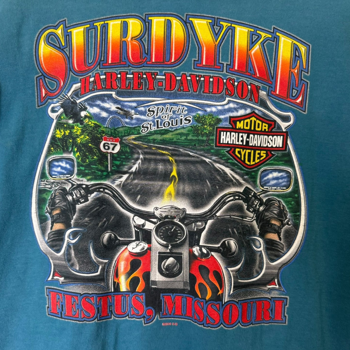 2000 Harley Davidson Surdyke Festus Missouri T-shirt Sz L (B579)