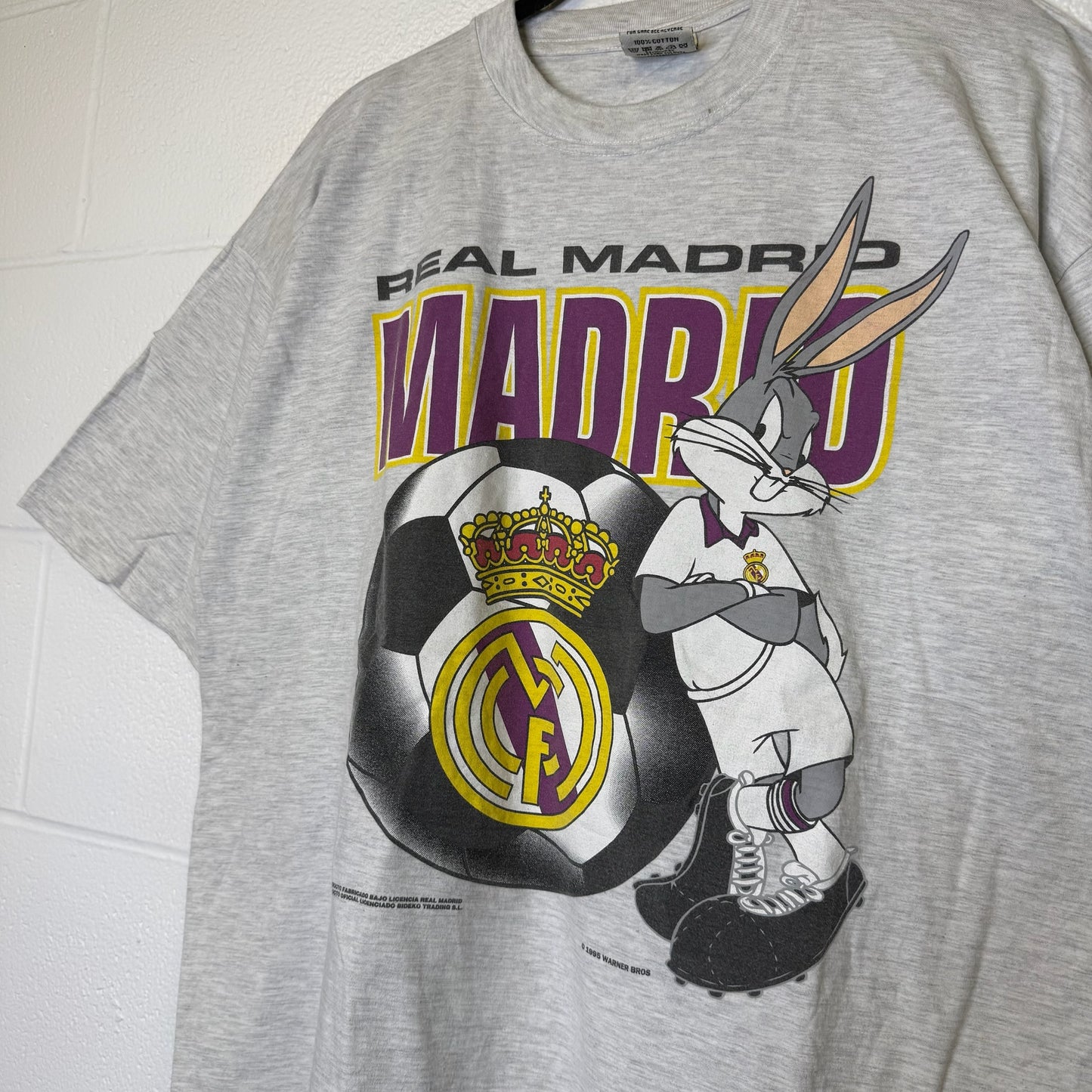 90s Real Madrid Soccer Bugs Bunny Looney Tunes Nutmeg T-Shirt Sz XL (B2876)