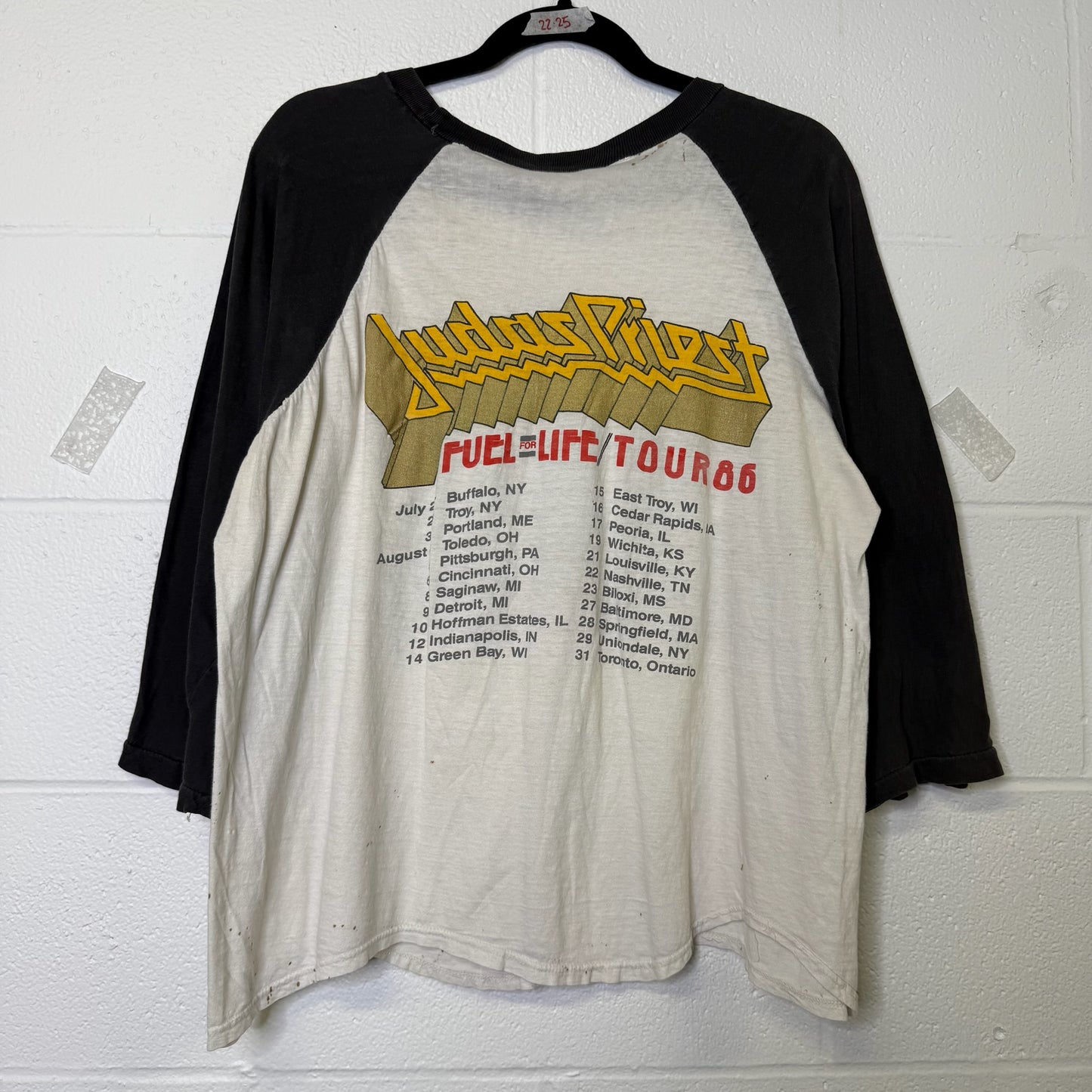 1986 Judas Priest Raglan Tour T-Shirt Sz M (B611)