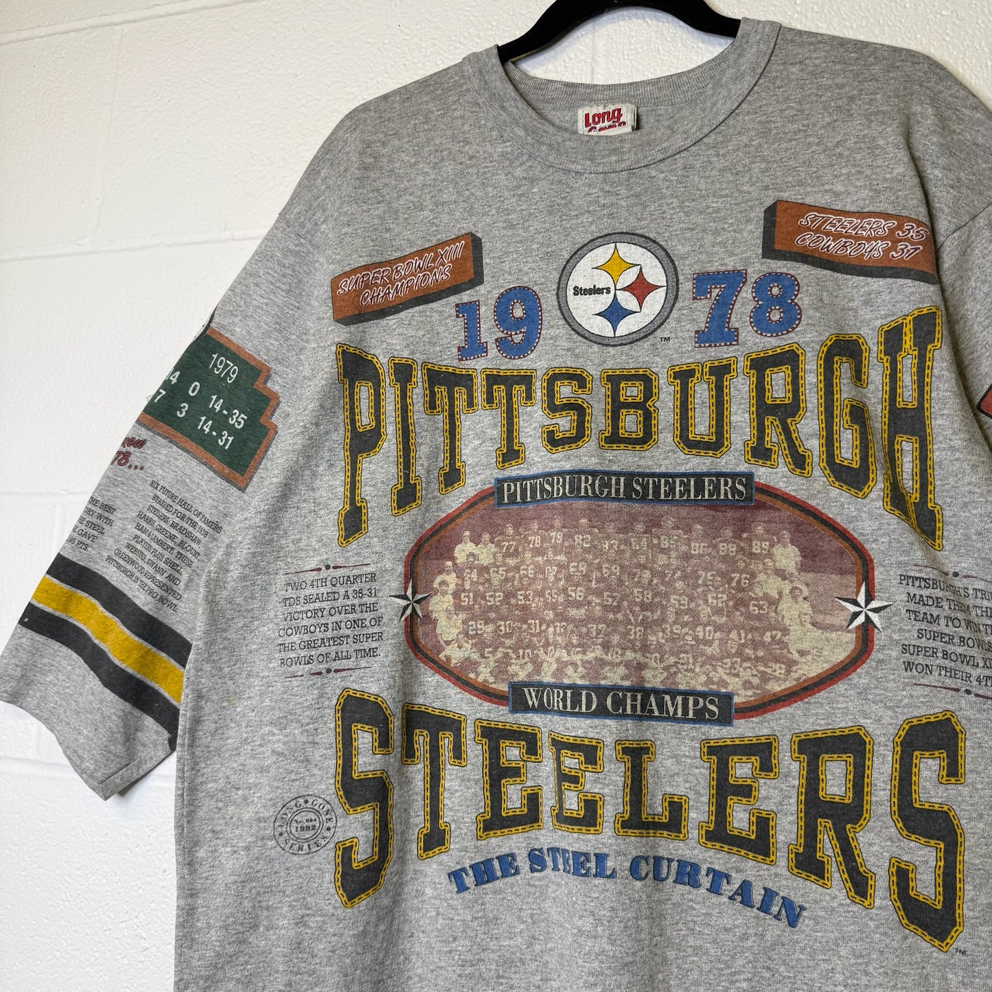 90's Pittsburgh Steelers NFL Long Gone 3/4 Sleeve Shirt Sz L (B2638)