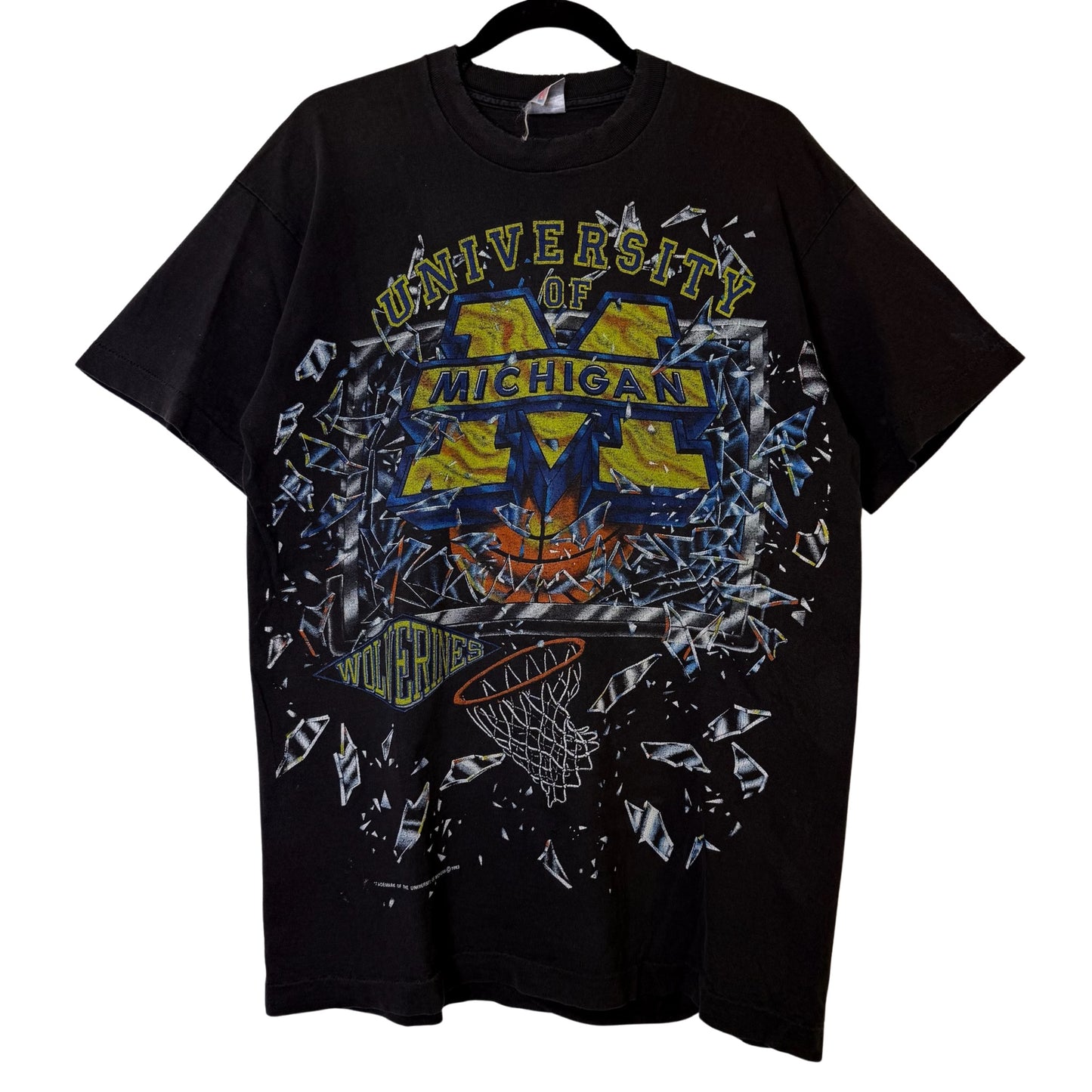 90’s Michigan Wolverines Shattered Backboard T-shirt Sz L (B2540)