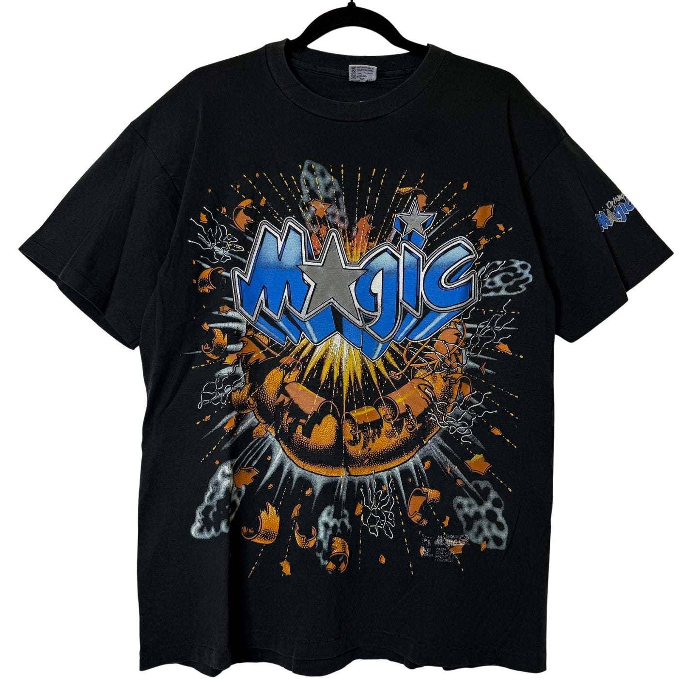 90s Orlando Magic NBA Exploding Basketball T-shirt Sz XL (B2570)