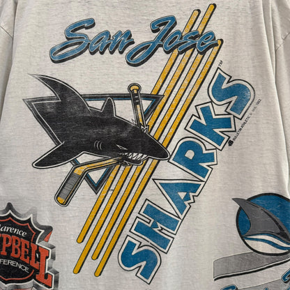 1992 San Jose Sharks NHL Bulletin AOP T-Shirt Sz XL