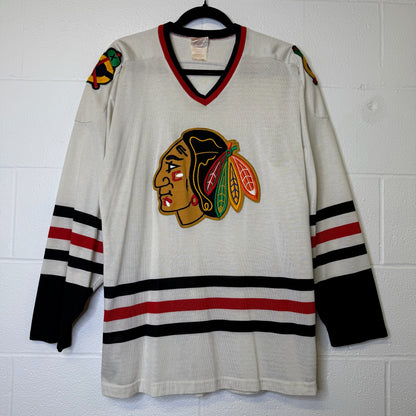 80s Chicago Blackhawks Sandow Knit Hockey NHL Jersey Sz M (B1799)