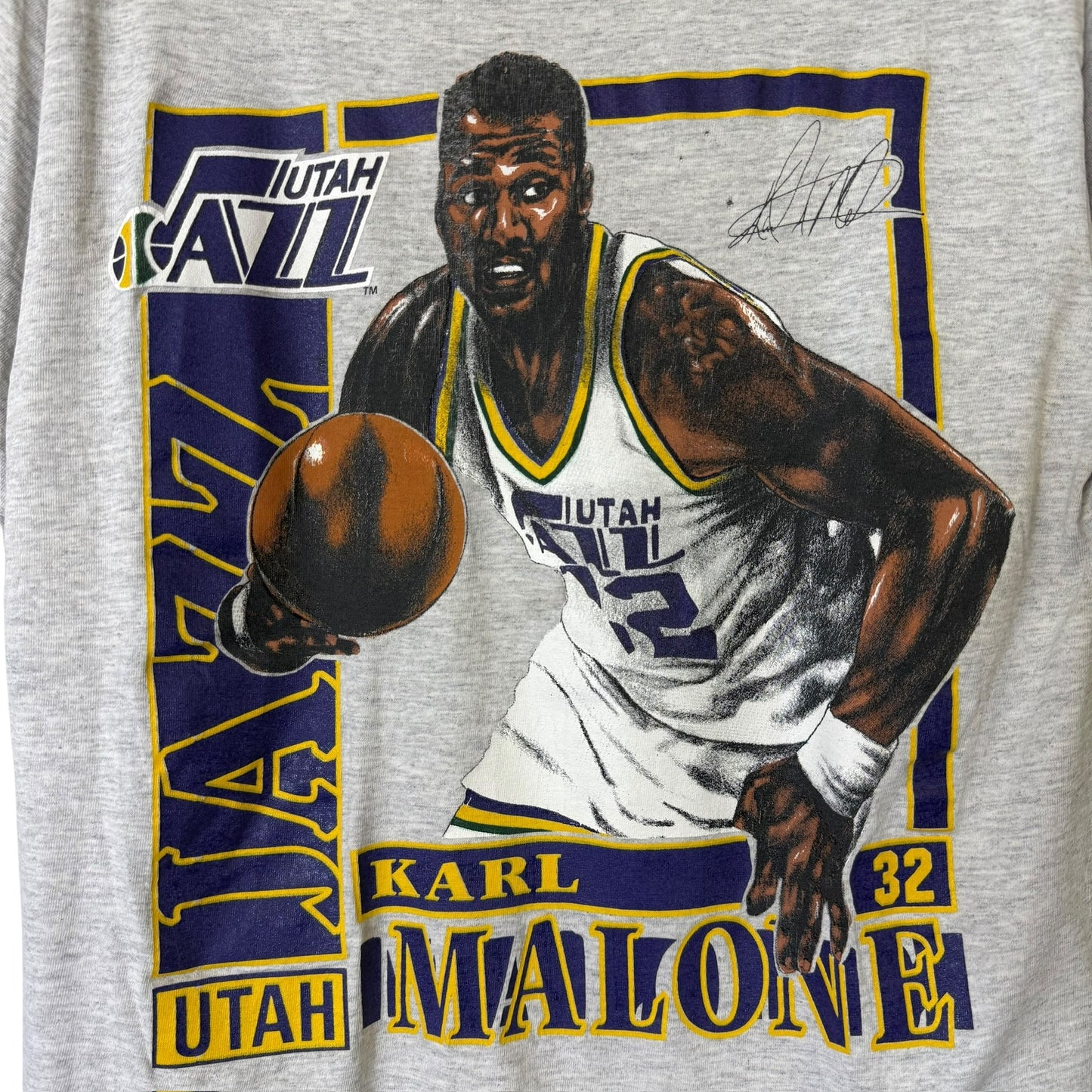 90s Karl Malone Utah Jazz Nutmeg NBA Player Card Sz L