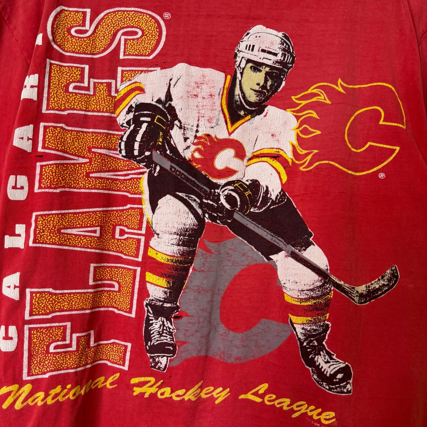 90's Calgary Flames NHL T-shirt Sz L (B685)