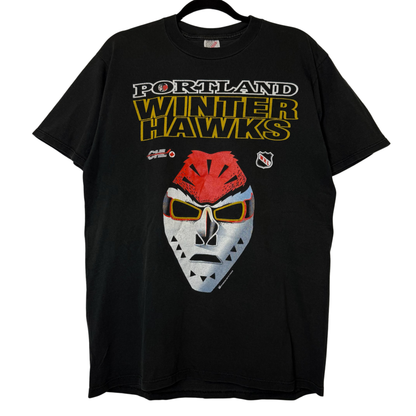 90s Portland Winterhawks Minor League Hockey T-Shirt Sz L (B2821)