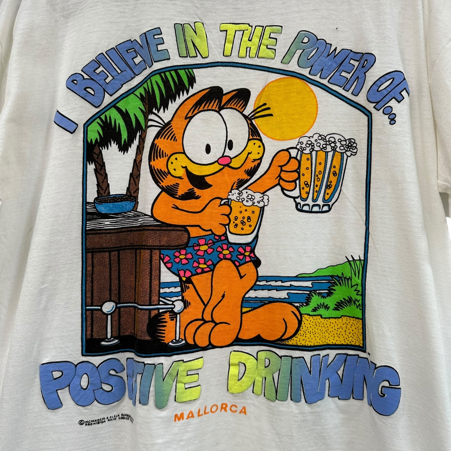 90's Garfield Drinking T-Shirt Sz XL